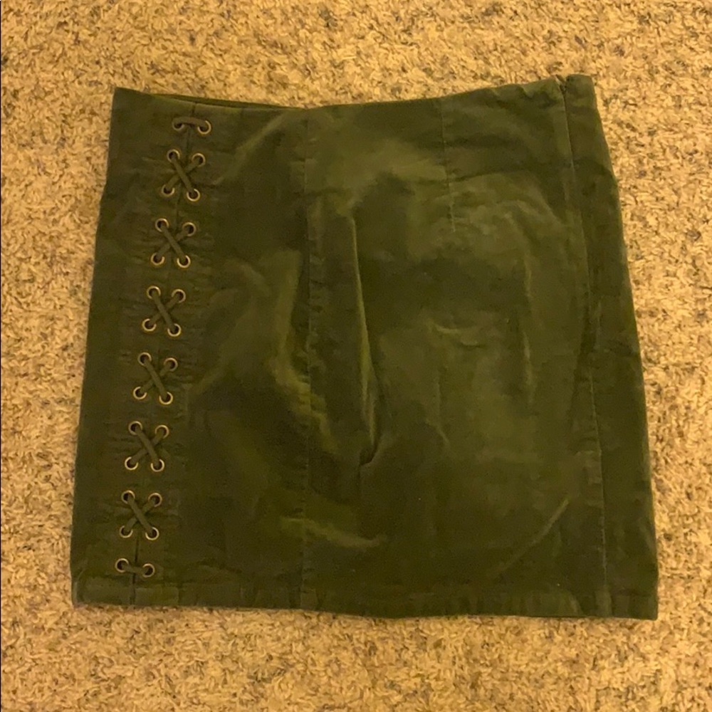 Forever 21 olive green velvet skirt